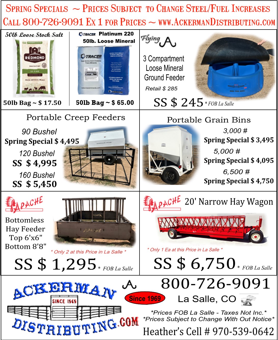 Summer Specials are here, in Time for the 4th! Some Equipment Going Up 7/1 Pay/Order by 6/29